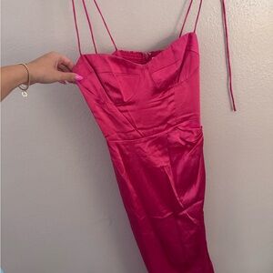 Reformation Pink Ruched Sheath Dress Spaghetti Strap Cocktail